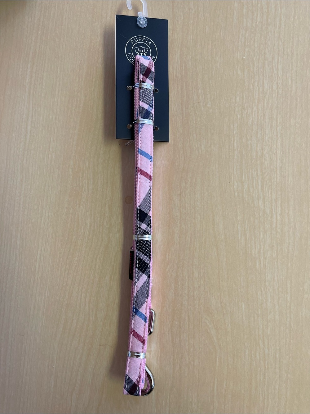 Puppia Pink Plaid Dog Leash Style Accessory Medium - Picture 2 of 3